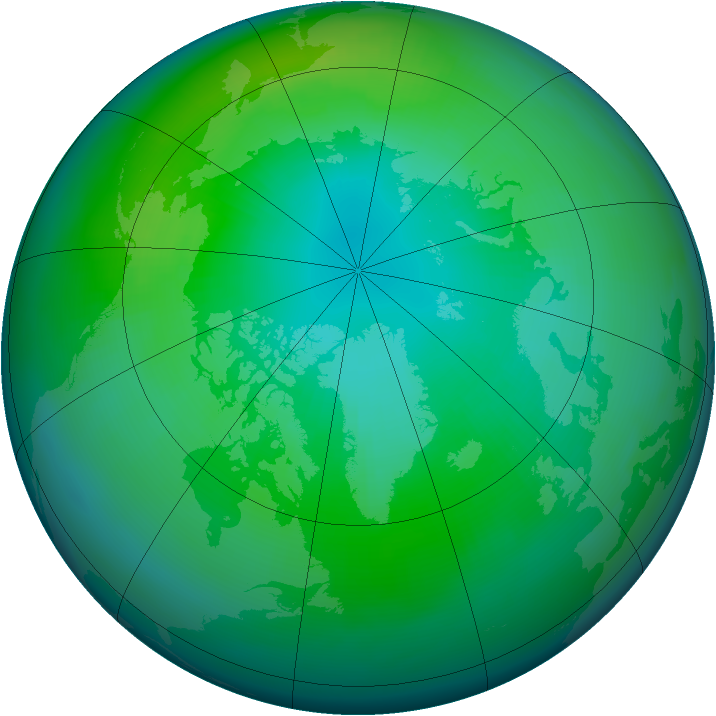 Arctic ozone map for October 1982